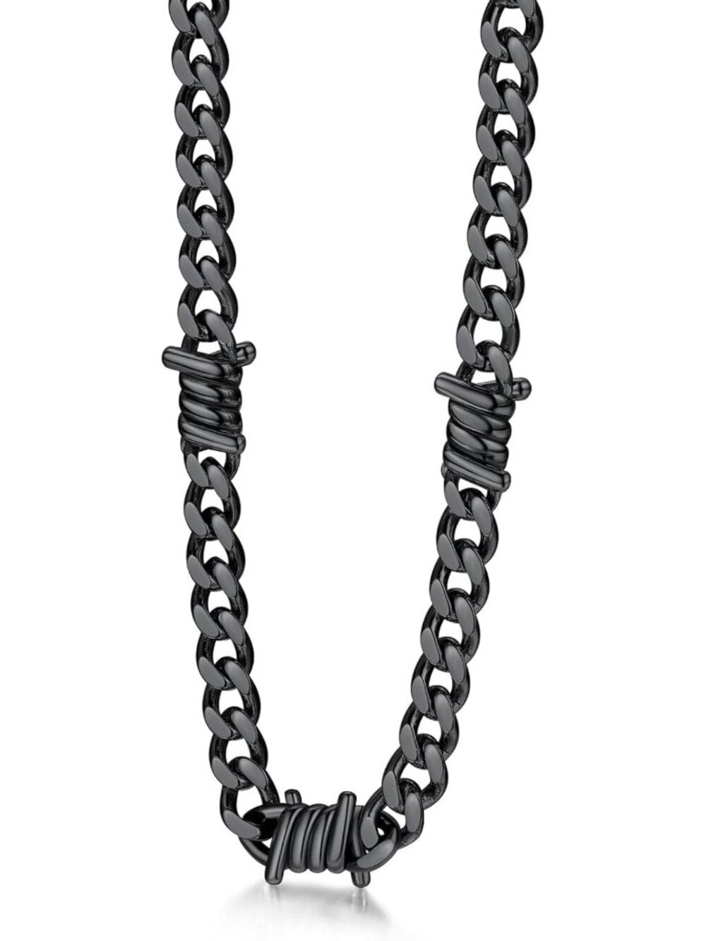 Heavy Thick Barbed Wire Chain Necklace for Men & Women - Hip-Hop Gothic Style